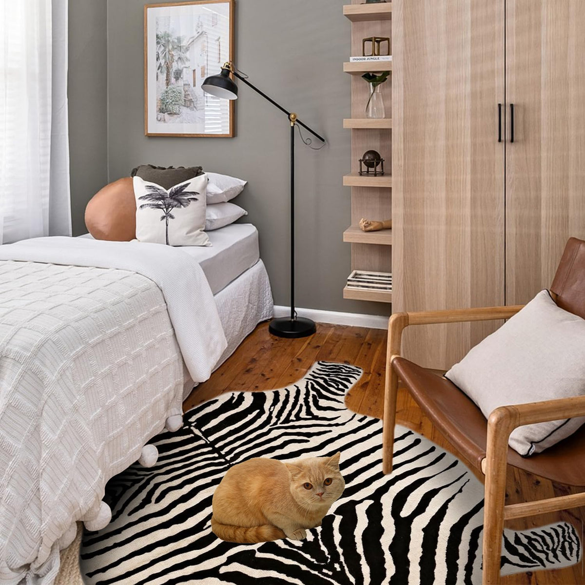 Townssilk Area Rug cream faux zebra care guide image suggests simple cleaning steps