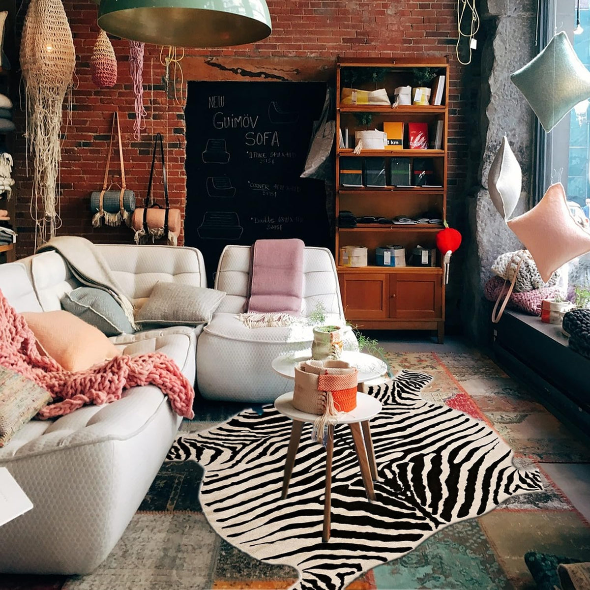 Townssilk Area Rug cream faux zebra dining space adds warm contrast under furniture