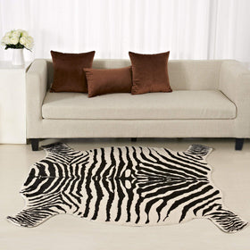 Townssilk Area Rug cream faux zebra texture closeup shows resilience and maintenance-friendly surface