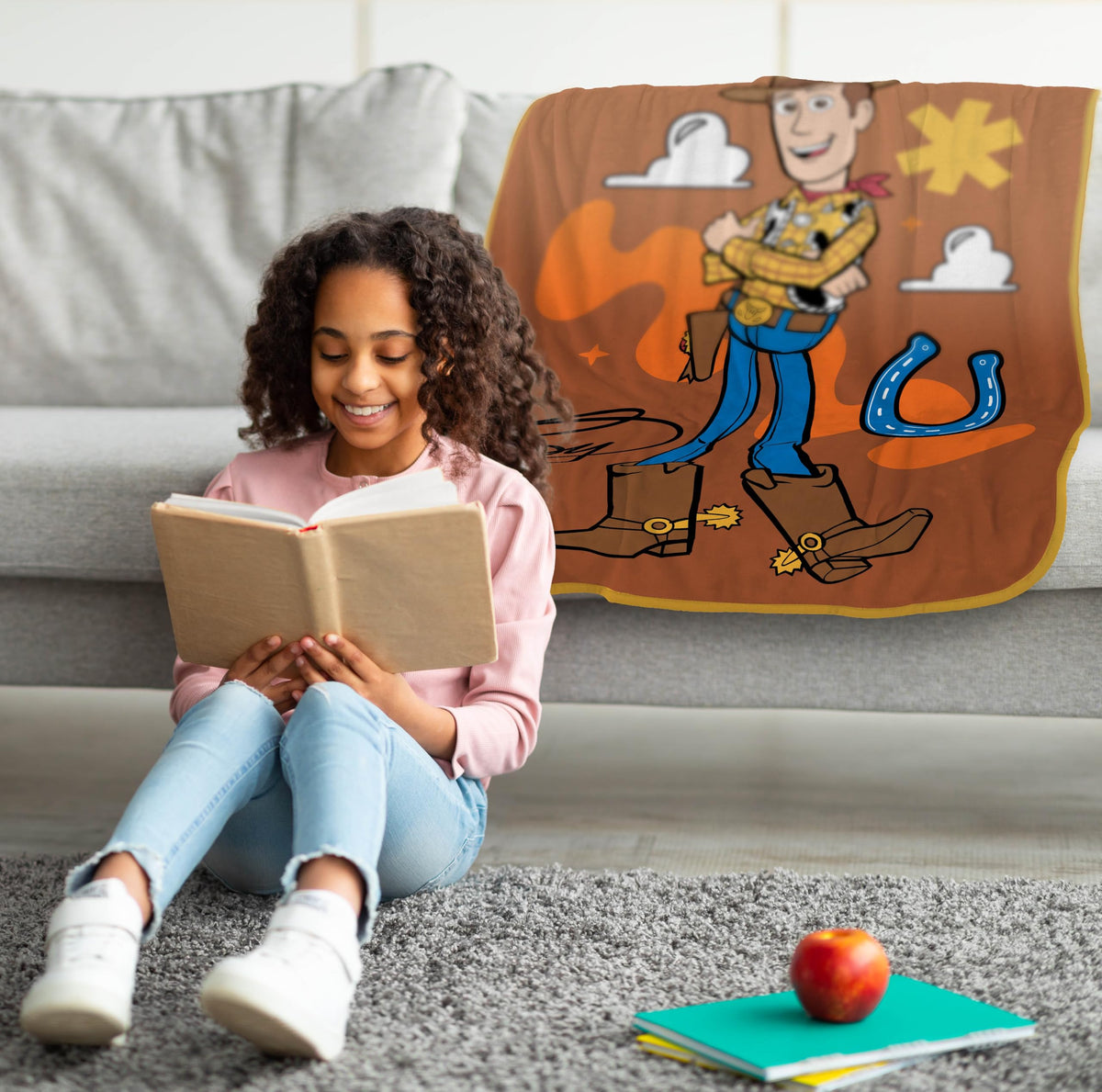 Toy Story Woody face plush throw adds warm, inviting bedroom decor today.