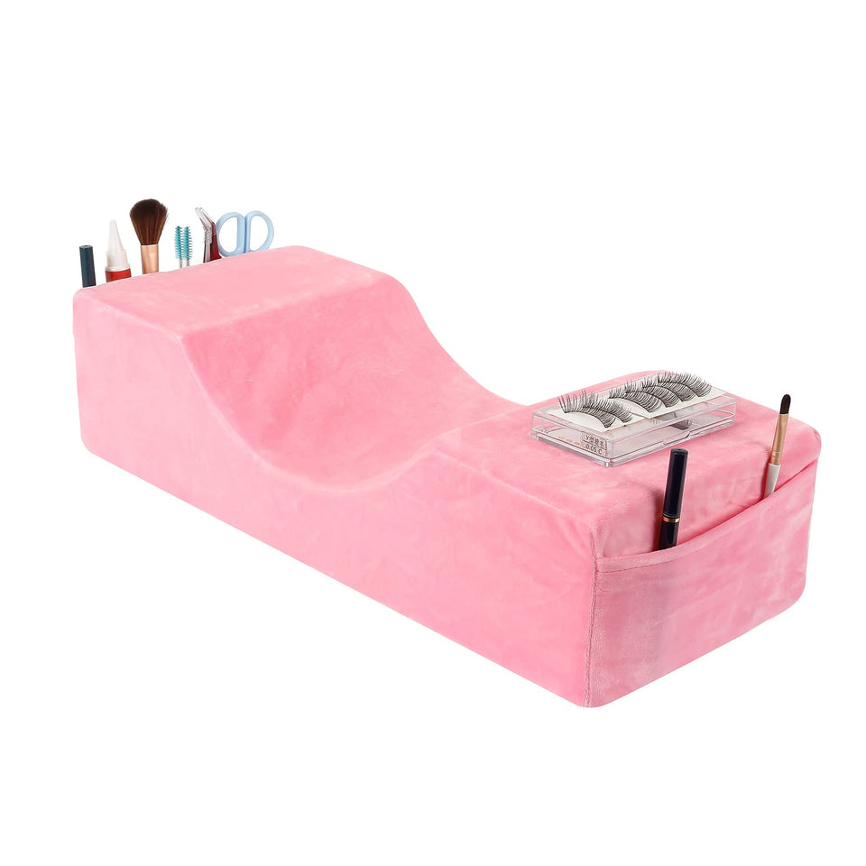 Toymay eyelash extension pillow with ergonomic curve supports neck during treatments.
