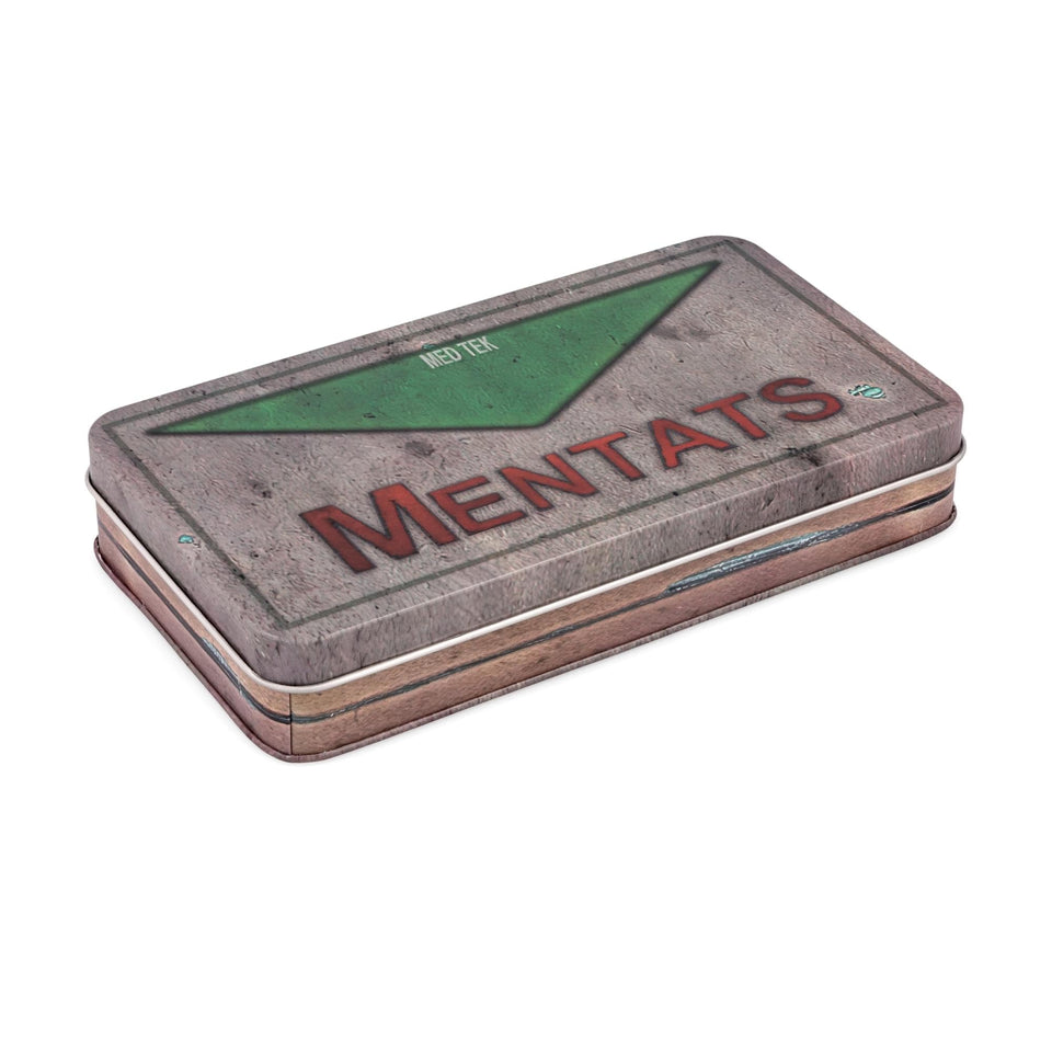 Toynk Fallout Mentats Storage Tin replica with weathered label for collectible display.