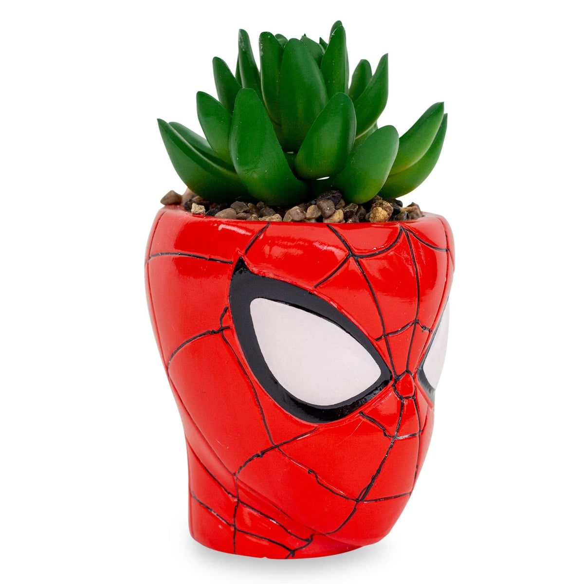 Toynk Spider-Man ceramic planter on a desk for decor.