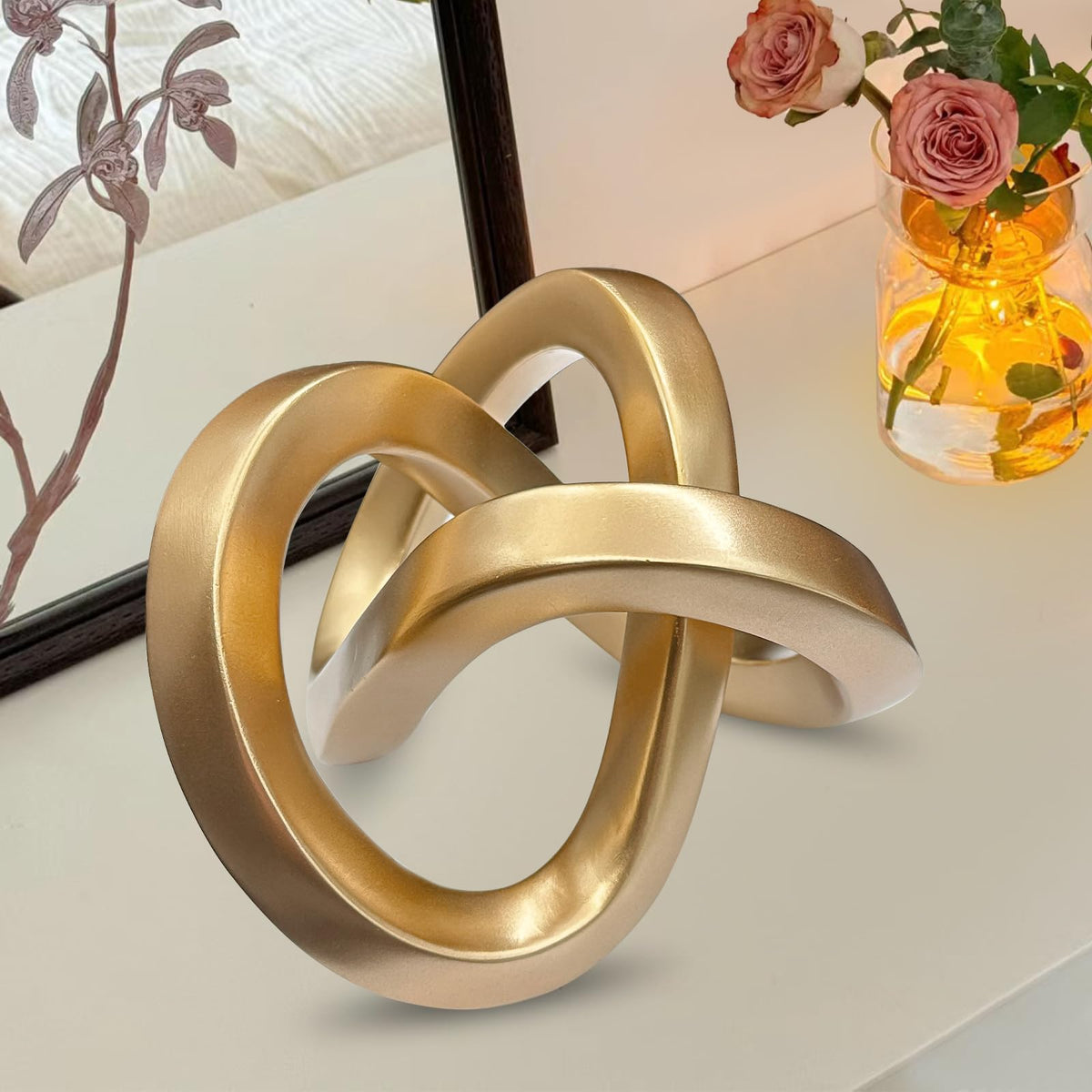 toytoto gold geometric sculpture angle view enhances modern living room decor