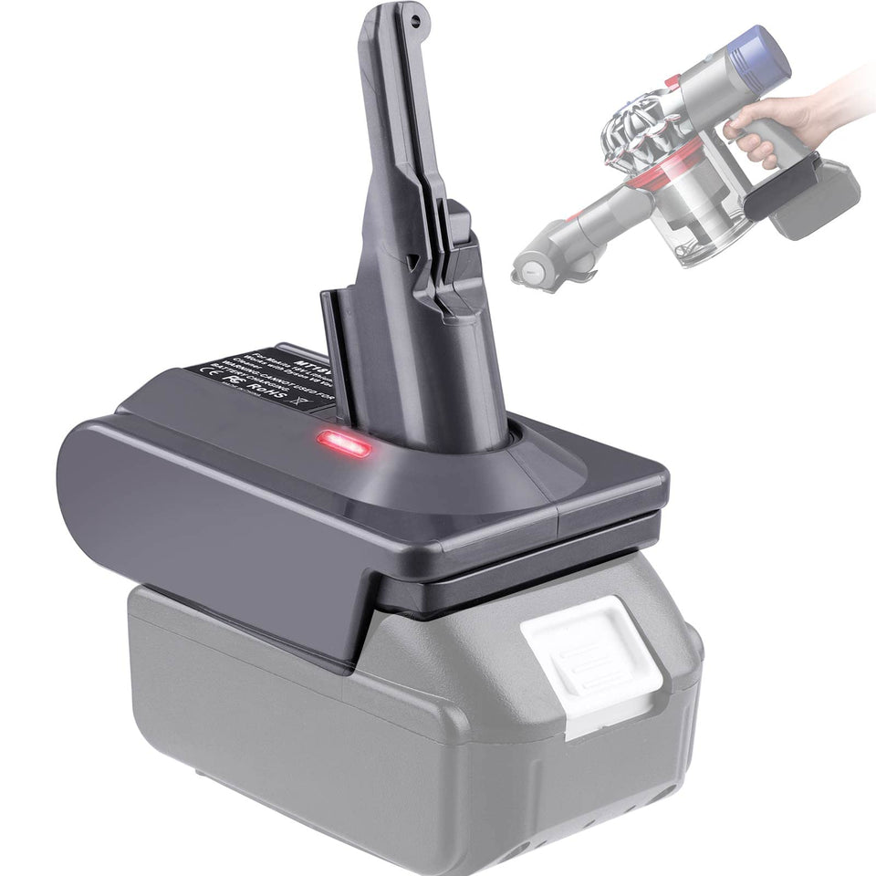 TPDL MT18V7V8 adapter base connection demonstrating secure fit for Dyson V7/V8.