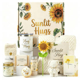 TQZDBXK Sunlit Hugs gift box with plush blanket for cozy evenings