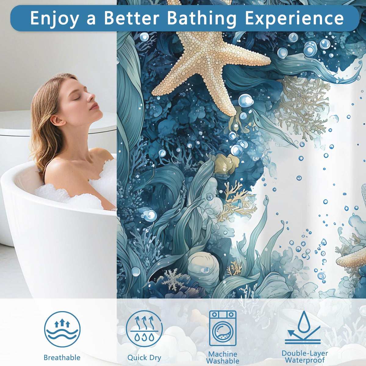 TQUQOBU starfish reef nautical decor on shower curtain
