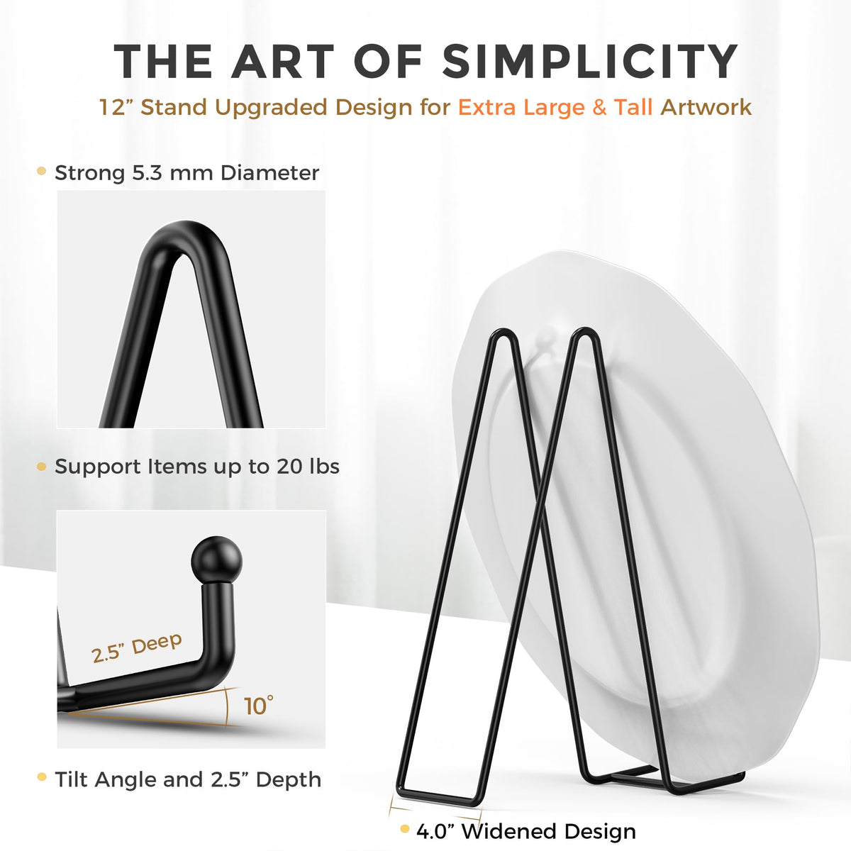 TR-LIFE metal easel for plates supports large plaques and artwork safely on display.