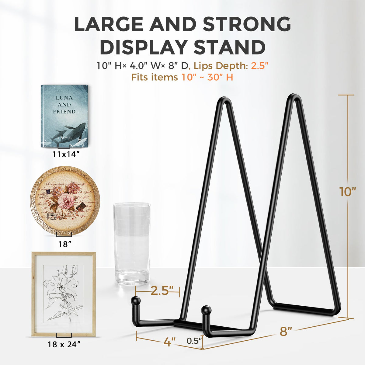TR-LIFE plate display stand with matte black finish for kitchen or showroom