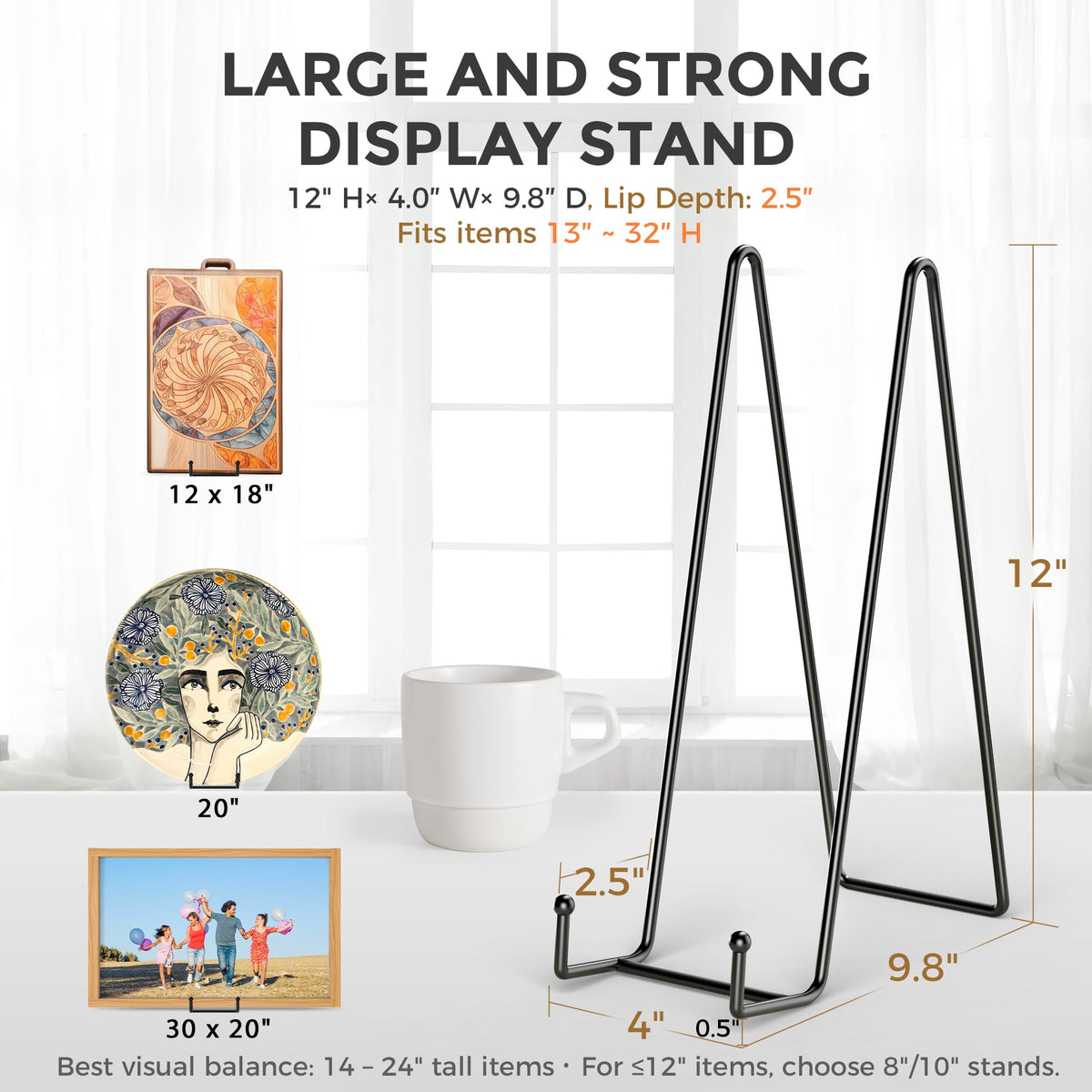 TR-LIFE 12-inch stand showing wide base for stable tabletop display.