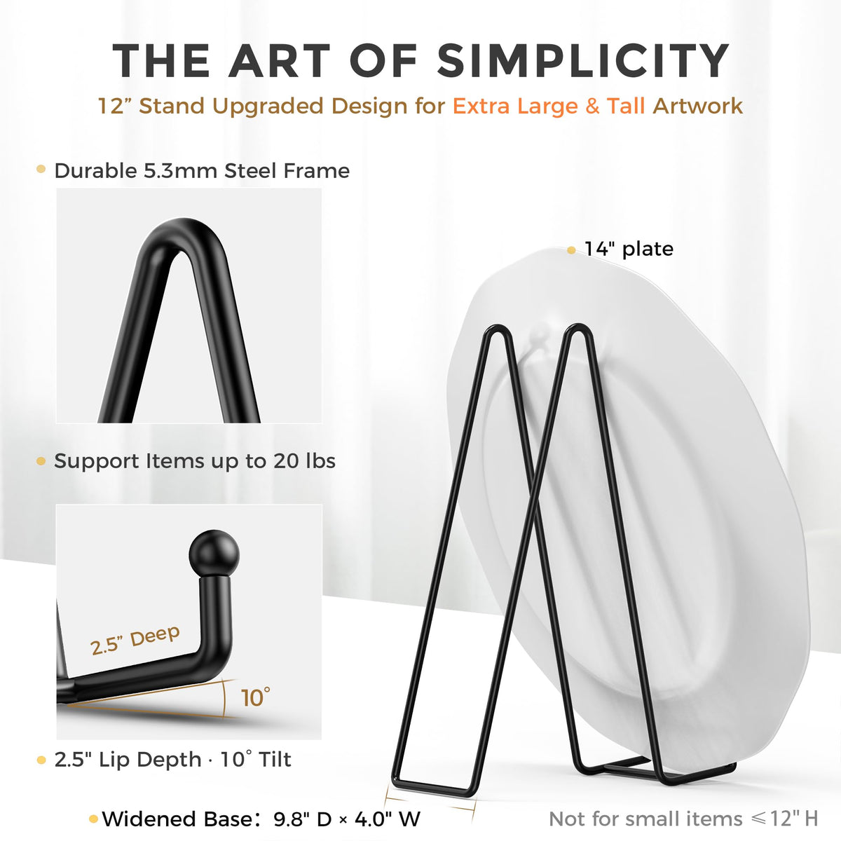 TR-LIFE plate stand in wrought iron with matte black finish for durability.