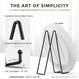 TR-LIFE plate stand in wrought iron with matte black finish for durability.