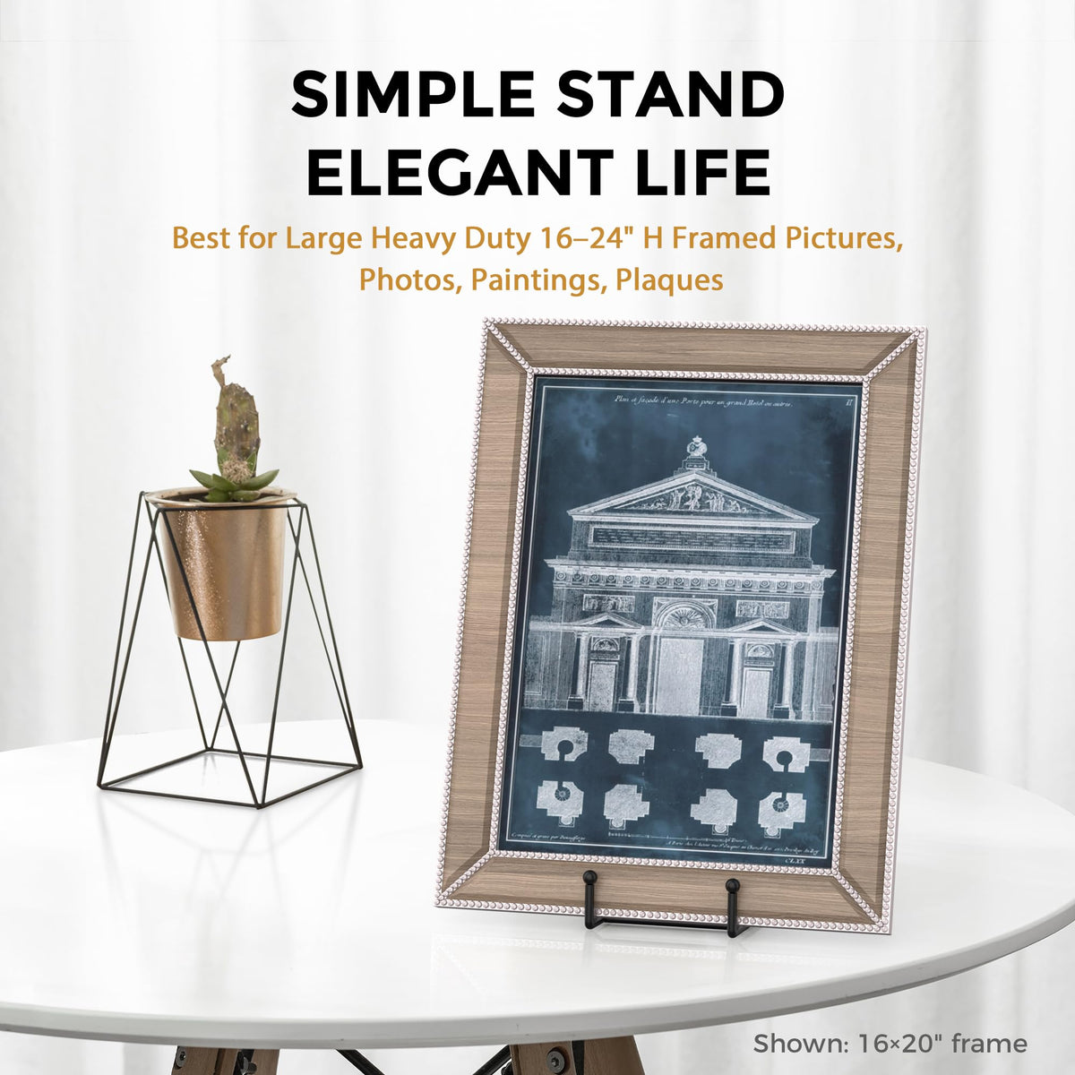 TR-LIFE 5.3mm wire plate stand resists bending for thicker items.