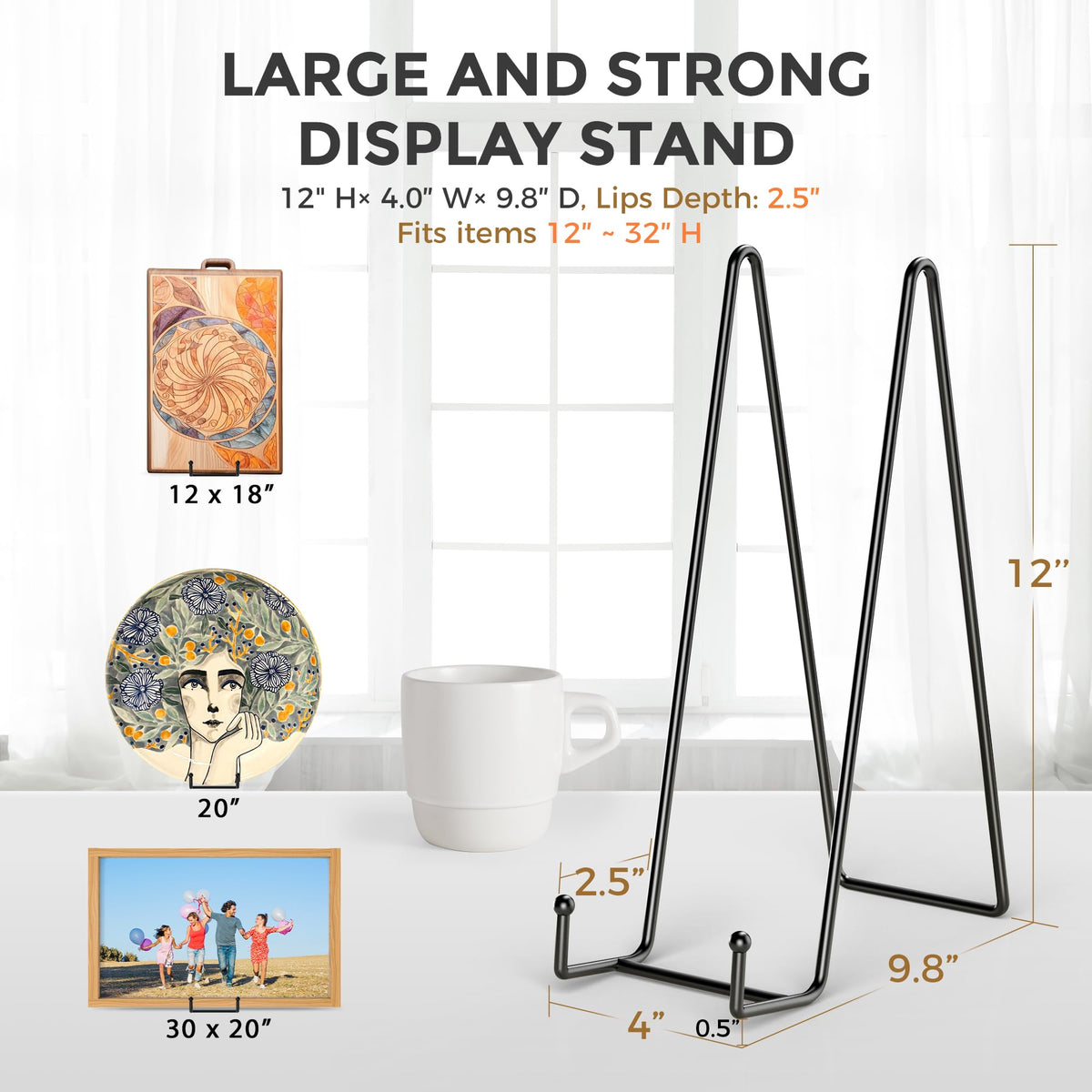 TR-LIFE stand for plates and frames highlights artwork with sturdy support and tilt for visibility.