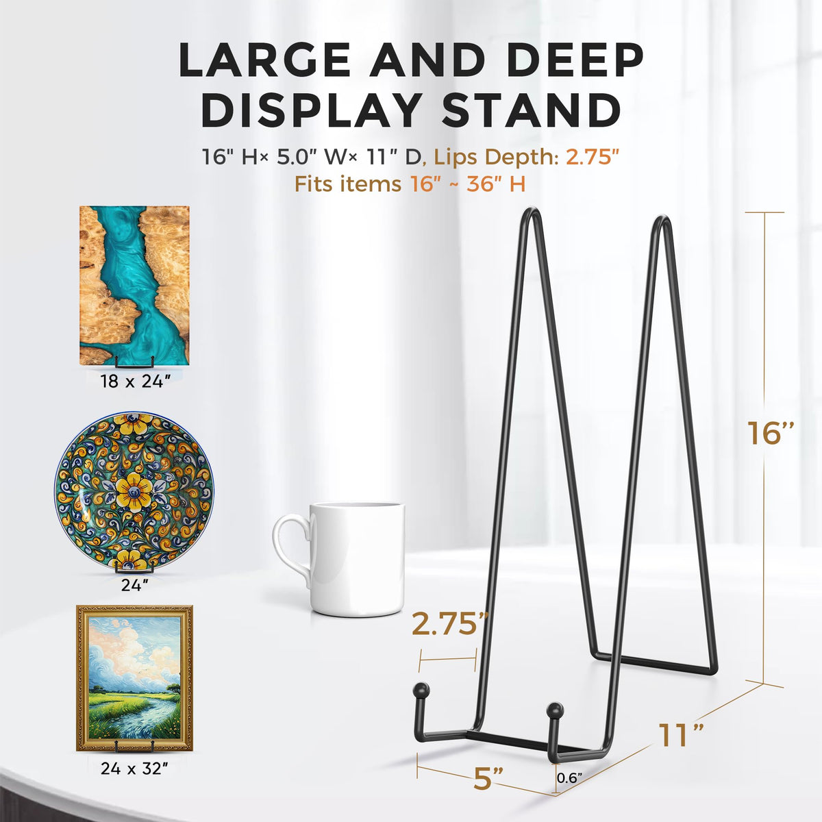TR-LIFE tabletop display easel with wide base keeps signs upright