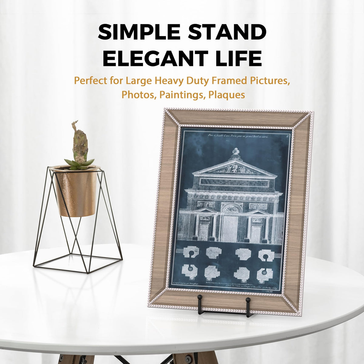TR-LIFE wrought-iron display stand in matte black adds a durable, modern touch.