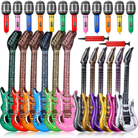 Tradder inflatable guitar 37-inch in colorful retro party setup