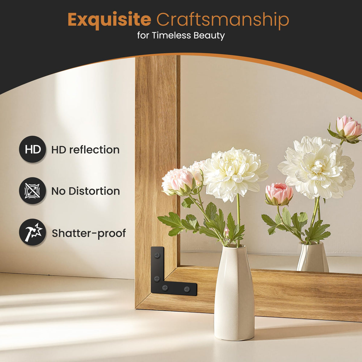 TRAHOME mirror installed vertically or horizontally in a bathroom or bedroom