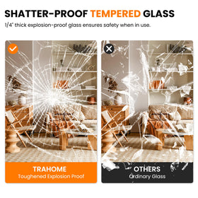 TRAHOME shatterproof glass adds safety for households and busy dressing areas