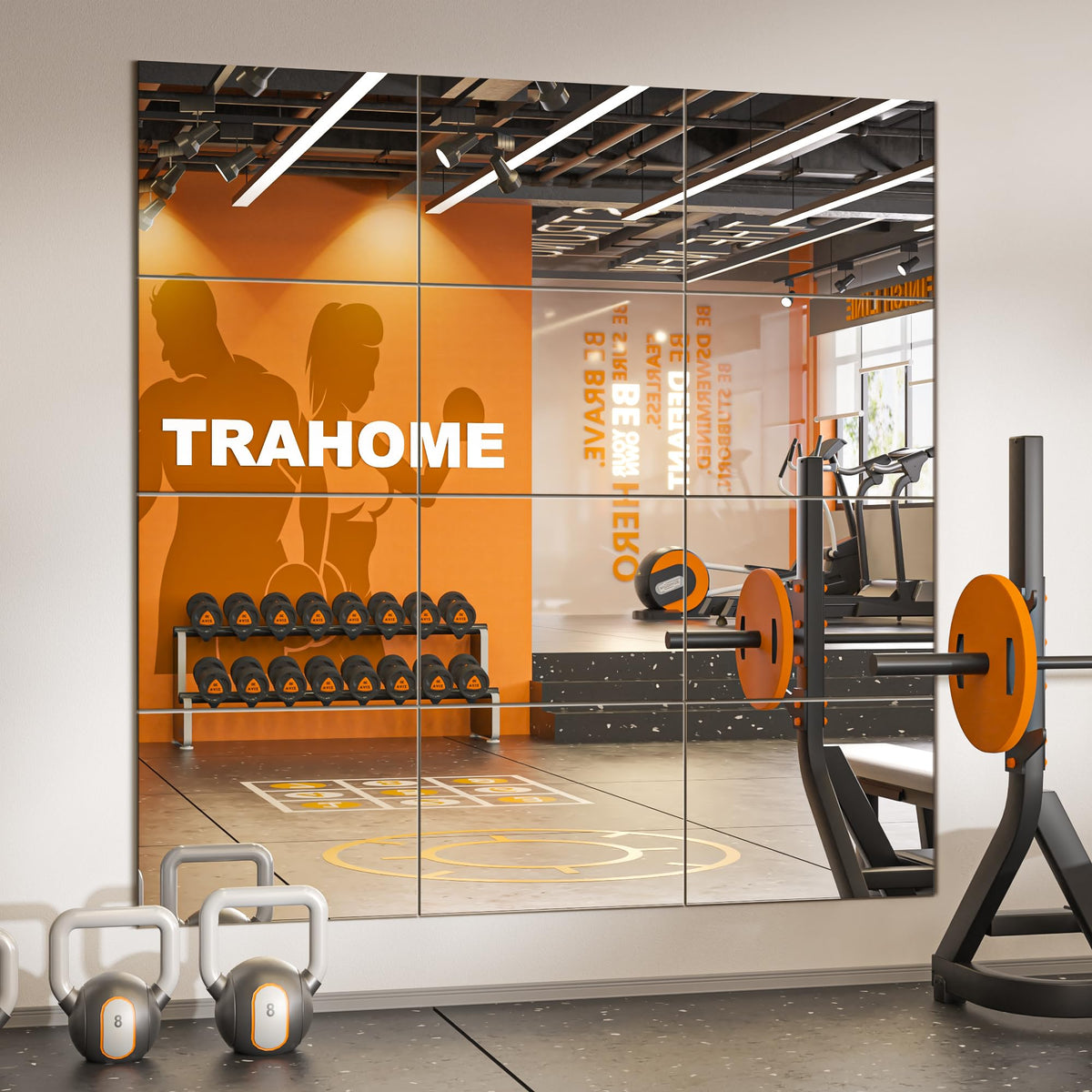 TRAHOME 16x12-inch mirror tile with polished edge for safe wall mounting