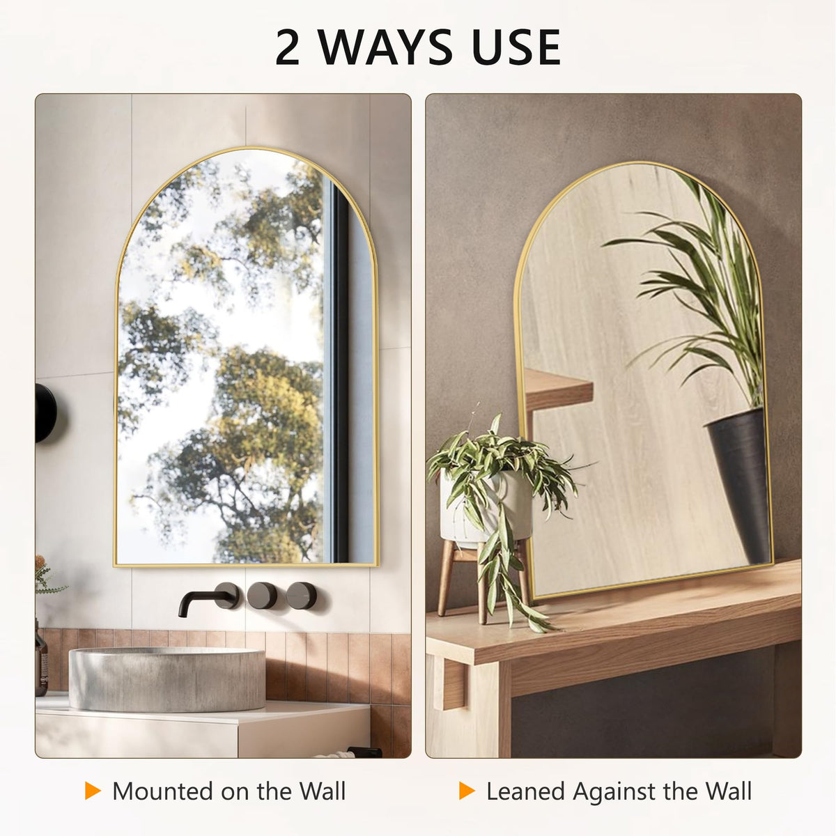 TRAHOME vanity bathroom mirror elevates your sink area with warm glow.