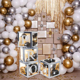 Trandraft party decor ideas display using the four letter boxes for flexible layouts.