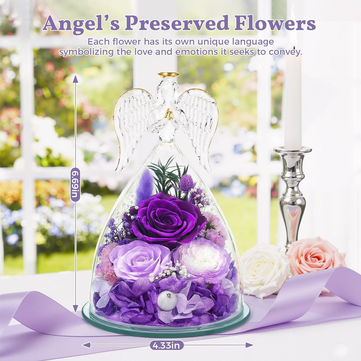 TranquilBliss glass dome with roses creates timeless keepsake centerpiece