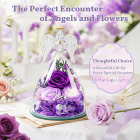 TranquilBliss three purple preserved roses create a lush display