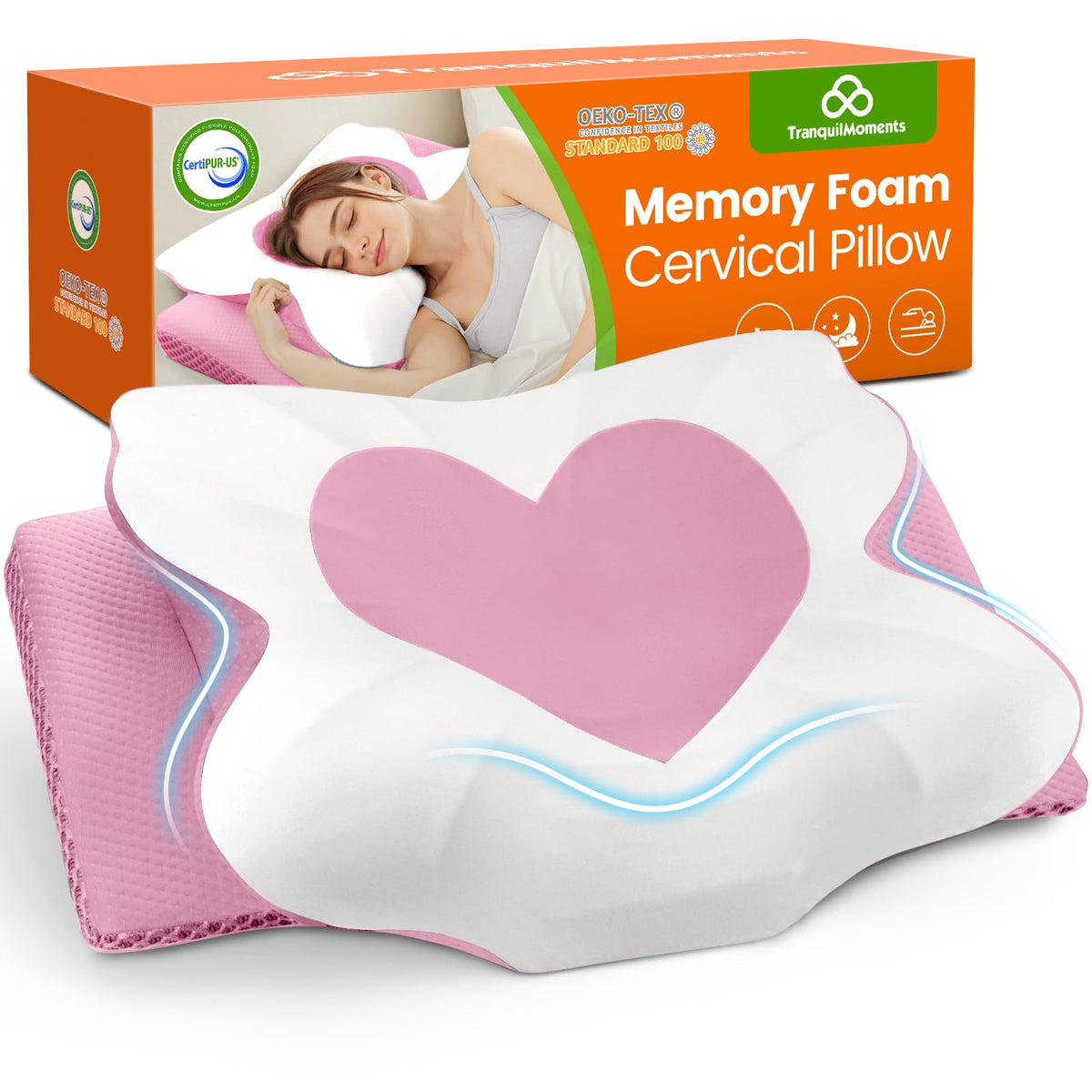 TranquilMoments cervical neck pillow contour supports neck alignment