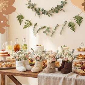 Tranquun neutral tones booties centerpiece ready for florals and DIY styling.
