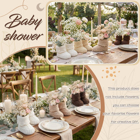 Tranquun knitted booties centerpiece ideal for DIY table decor.