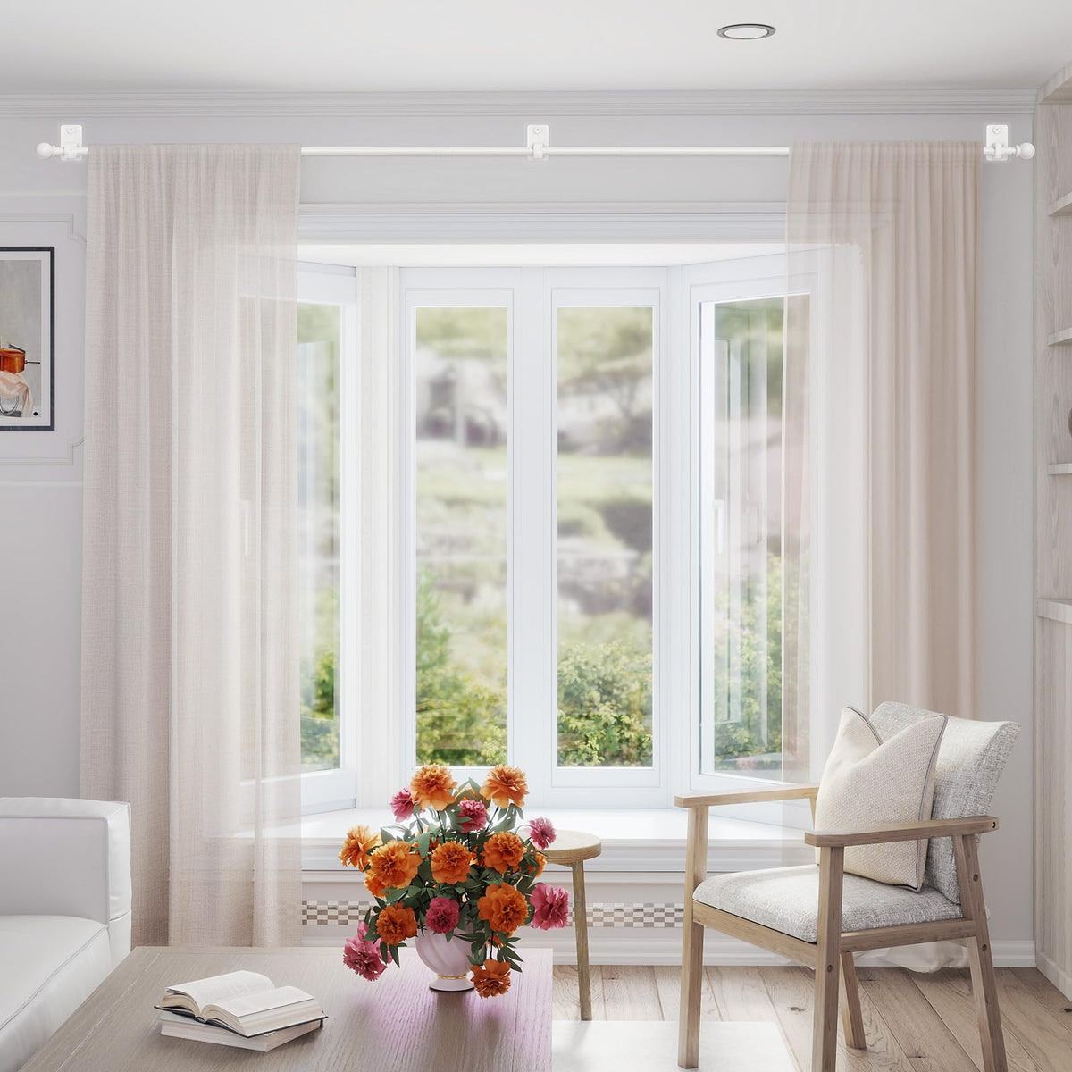 TRAROD 5/8-inch white rod with slim profile in a modern room.