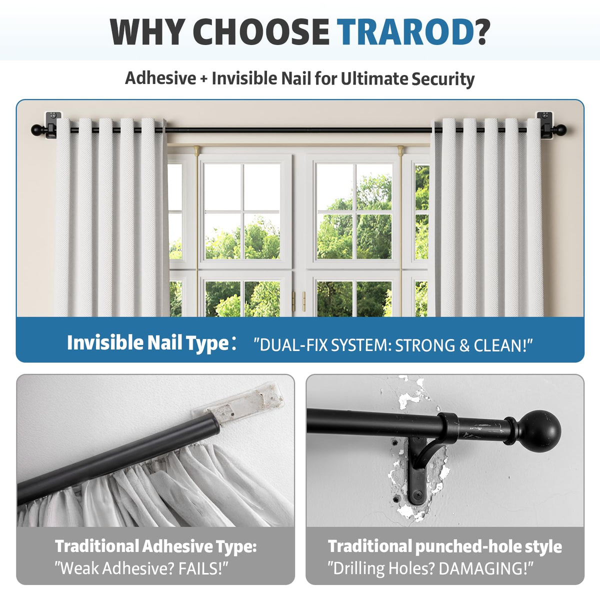 TRAROD multi-surface compatibility covers tile, glass, metal and more.