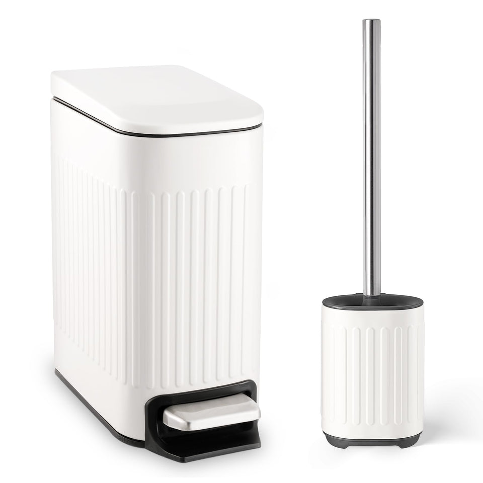 TrashAid bathroom trash can with lid, compact and space-saving for small spaces.