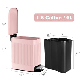 TrashAid pink compact wastebasket ideal for bathroom or office spaces.