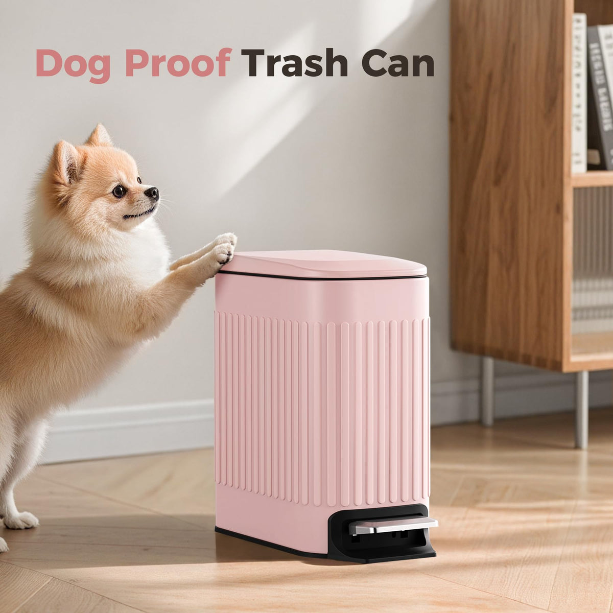 TrashAid pink removable liner bucket for easy trash removal.
