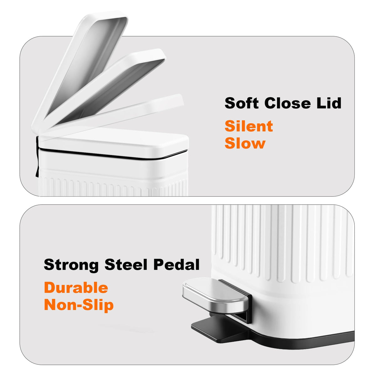 TrashAid soft-close lid for smooth, quiet operation.