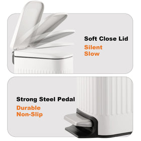 TrashAid step pedal enables hands-free opening for mess-free use.
