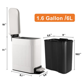 TrashAid white slim trash can is ideal for toilets and small spaces.