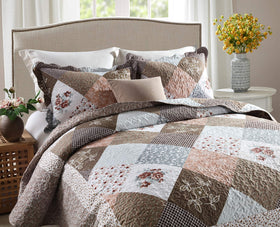 Travan floral patchwork close-up highlights vibrant pattern and texture