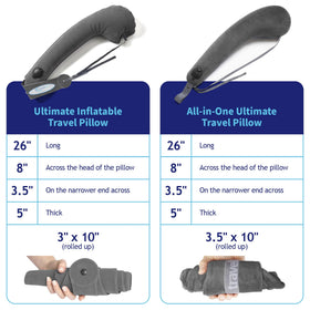 Travelrest memory foam inspired comfort in gray supports neck and shoulders.