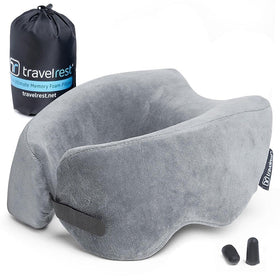 TRAVELREST Nest flat-back-design note highlights neck support during flight.