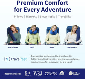 TRAVELREST Nest blue includes earplugs and Velcro sack for travel kits