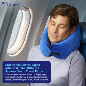 TRAVELREST Nest blue memory foam close-up emphasizes thermo-sensitive support