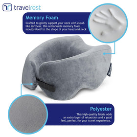 TRAVELREST Nest gray side view highlighting flat-back design reduces head tilt.