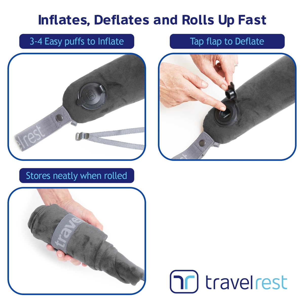 Travelrest portable sleep aid on the go in gray for versatile comfort.
