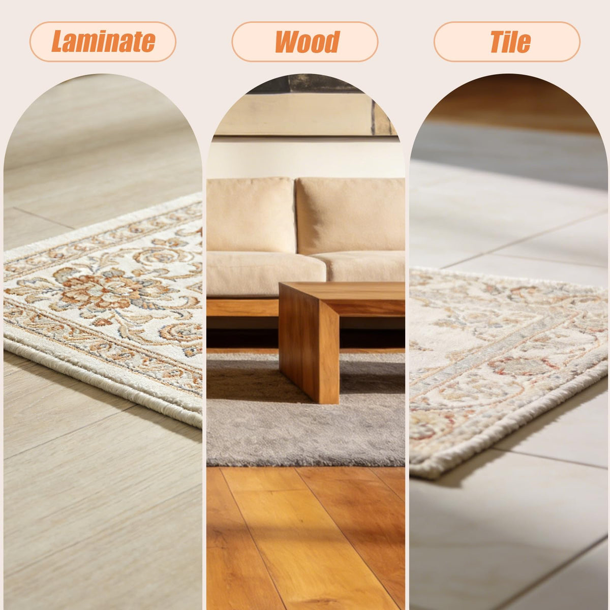 Quiet footsteps with TravLand rug pad 9x12 in living room