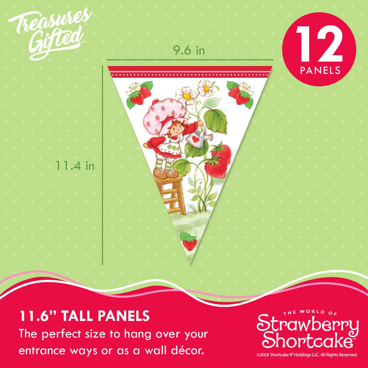 Treasures Gifted Strawberry Shortcake pennants close-up of cheerful artwork