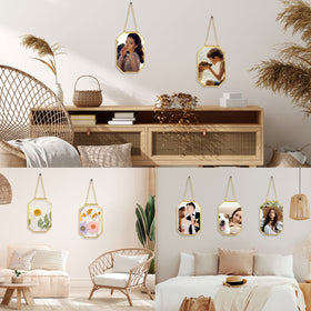 Treela versatile wall or tabletop decor frame adapts to photos, flowers, or art.