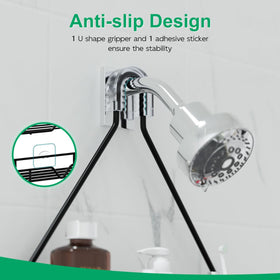 TreeLen hanging caddy deep basket holds shampoo and soap within reach.